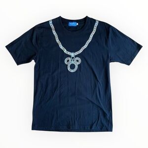 Tokyo Disneyland Men’s Medium Mickey Necklace Chain Black T-Shirt